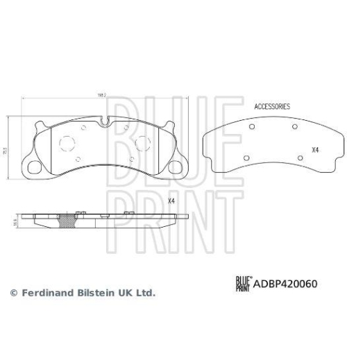 Bremsbelagsatz, Scheibenbremse BLUE PRINT ADBP420060 f&uuml;r PORSCHE, Vorderachse