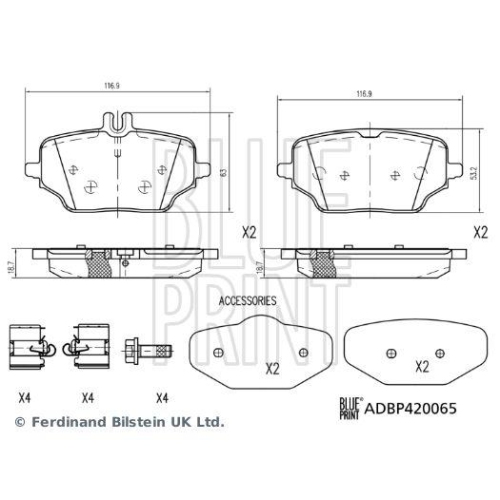 Bremsbelagsatz, Scheibenbremse BLUE PRINT ADBP420065 f&uuml;r MERCEDES-BENZ