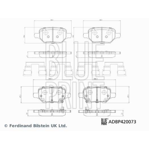 Bremsbelagsatz, Scheibenbremse BLUE PRINT ADBP420073 f&uuml;r OPEL VAUXHALL CHEVROLET