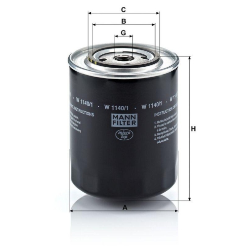&Ouml;lfilter MANN-FILTER W 1140/1 f&uuml;r VAG