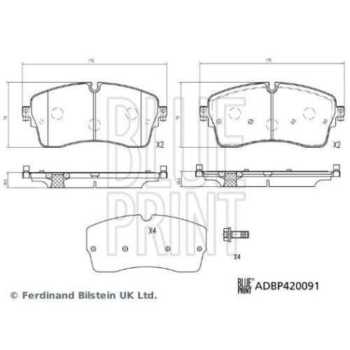 Bremsbelagsatz, Scheibenbremse BLUE PRINT ADBP420091 f&uuml;r JAGUAR LAND ROVER