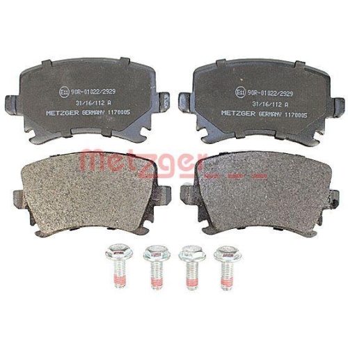 Bremsbelagsatz, Scheibenbremse METZGER 1170005 f&uuml;r VAG, Hinterachse