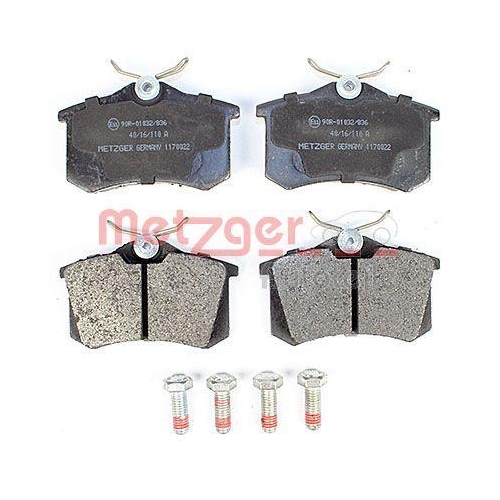 Bremsbelagsatz, Scheibenbremse METZGER 1170022 f&uuml;r AUDI PEUGEOT RENAULT SEAT VAG
