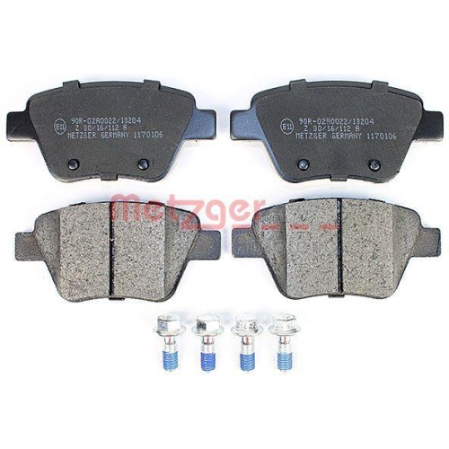 Bremsbelagsatz, Scheibenbremse METZGER 1170106 GREENPARTS f&uuml;r VAG, Hinterachse