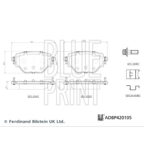 Bremsbelagsatz, Scheibenbremse BLUE PRINT ADBP420105 f&uuml;r CITRO&Euml;N FIAT OPEL JEEP