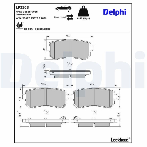 DELPHI LP2303 Bremsbelagsatz, Scheibenbremse f&uuml;r HYUNDAI KIA HYUNDAI (BEIJING)