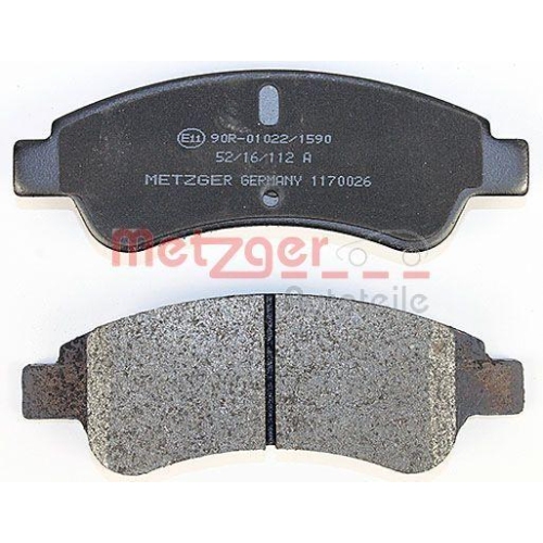 Bremsbelagsatz, Scheibenbremse METZGER 1170026 GREENPARTS f&uuml;r CITRO&Euml;N PEUGEOT