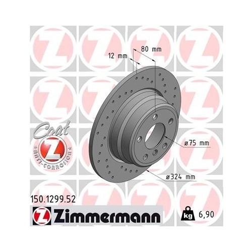 Bremsscheibe ZIMMERMANN 150.1298.52 SPORT Z für BMW, Vorderachse