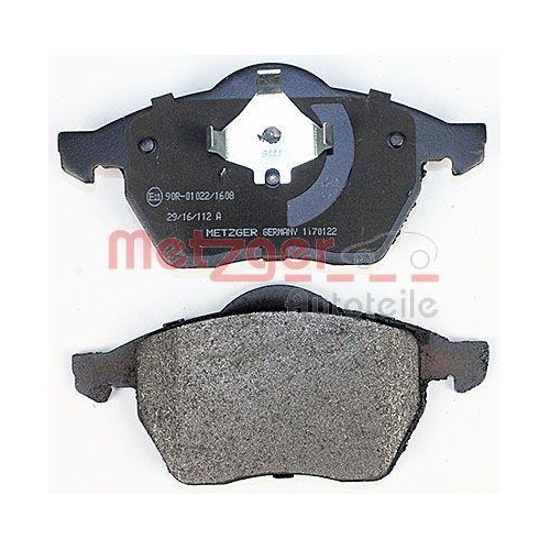 Bremsbelagsatz, Scheibenbremse METZGER 1170122 f&uuml;r VAG, Vorderachse