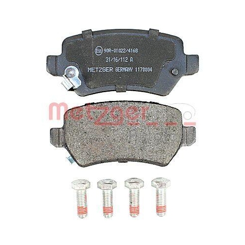 Bremsbelagsatz, Scheibenbremse METZGER 1170004 f&uuml;r OPEL KIA, Hinterachse