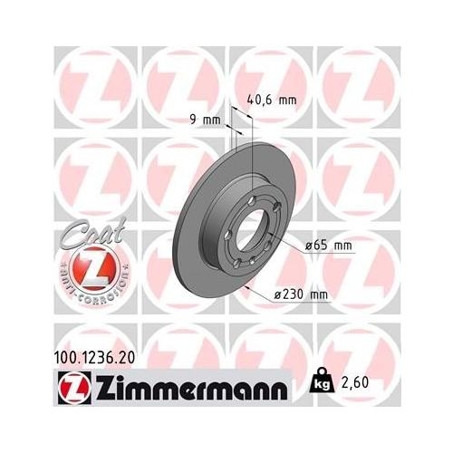 Bremsscheibe ZIMMERMANN 100.1235.20 COAT Z f&uuml;r VAG VW (FAW) VW (SVW) SKODA (SVW)