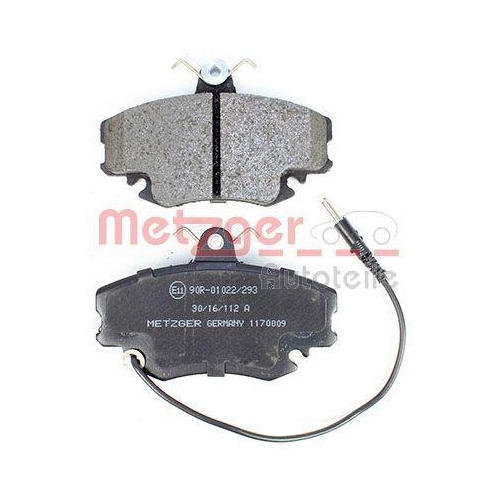 Bremsbelagsatz, Scheibenbremse METZGER 1170009 f&uuml;r PEUGEOT RENAULT, Vorderachse