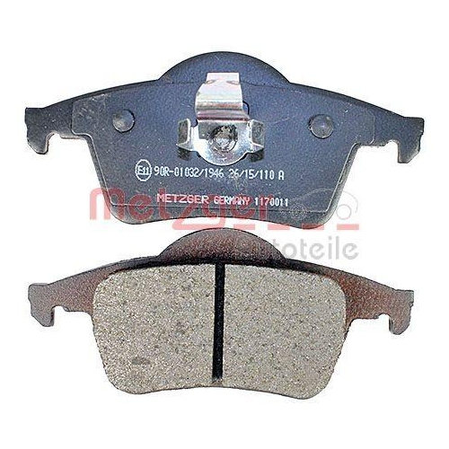Bremsbelagsatz, Scheibenbremse METZGER 1170011 f&uuml;r VOLVO, Hinterachse