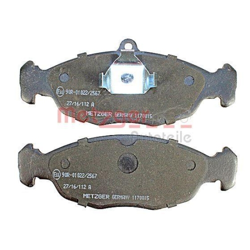 Bremsbelagsatz, Scheibenbremse METZGER 1170015 f&uuml;r OPEL DAEWOO, Hinterachse