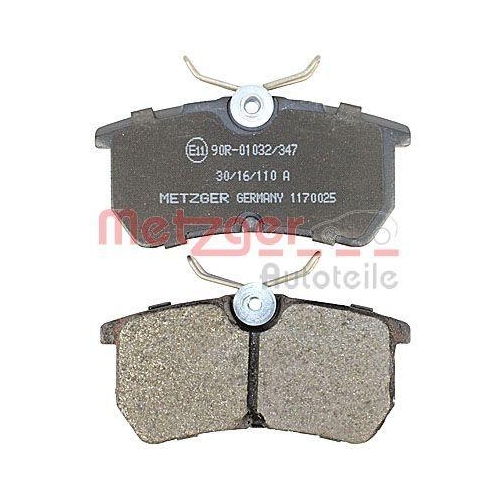 Bremsbelagsatz, Scheibenbremse METZGER 1170025 f&uuml;r FORD, Hinterachse