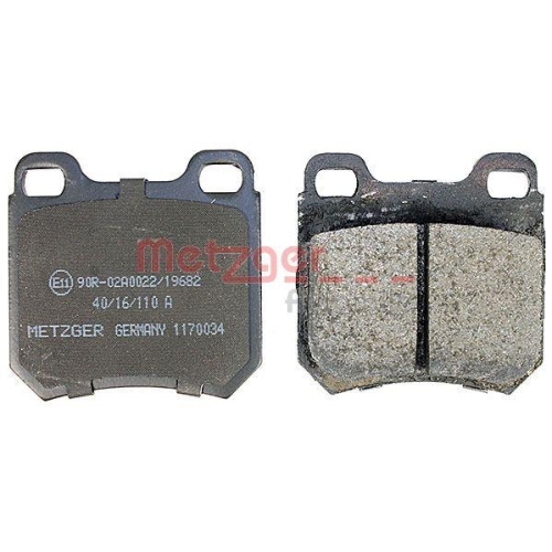 Bremsbelagsatz, Scheibenbremse METZGER 1170034 f&uuml;r OPEL SAAB, Hinterachse