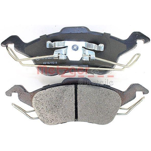 Bremsbelagsatz, Scheibenbremse METZGER 1170038 f&uuml;r FORD, Vorderachse