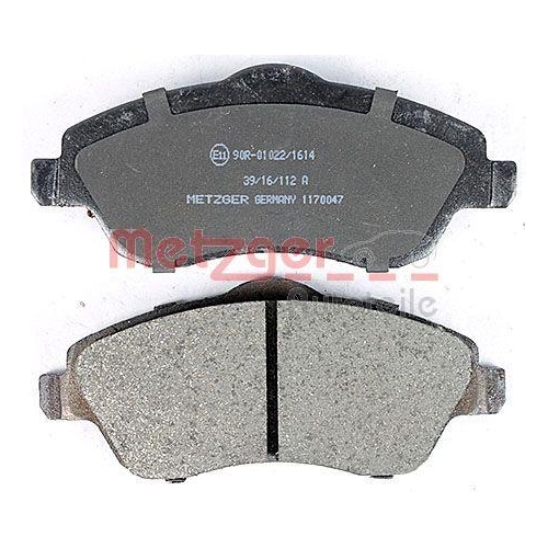 Bremsbelagsatz, Scheibenbremse METZGER 1170047 f&uuml;r OPEL, Vorderachse