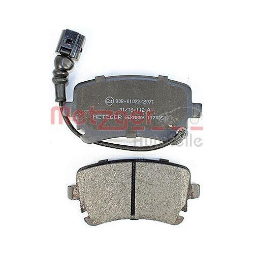 Bremsbelagsatz, Scheibenbremse METZGER 1170051 f&uuml;r VW, Hinterachse