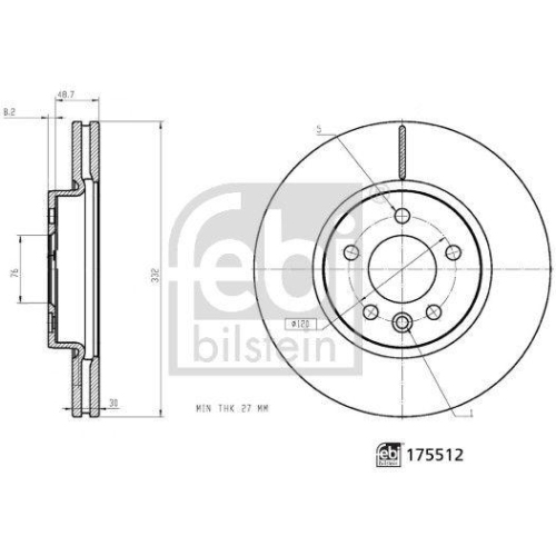 Bremsscheibe FEBI BILSTEIN 175512 für VW, Vorderachse