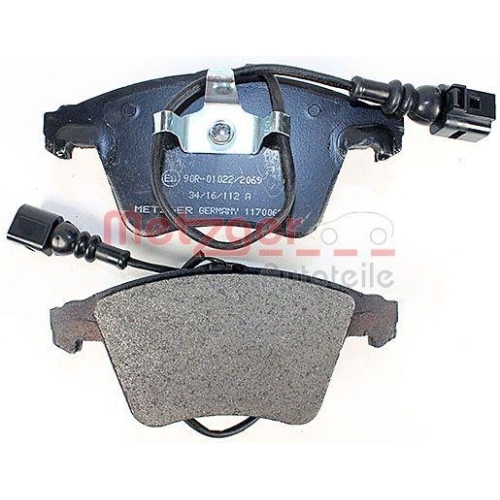 Bremsbelagsatz, Scheibenbremse METZGER 1170068 f&uuml;r VAG, Vorderachse
