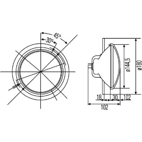 HELLA Hauptscheinwerfer 1A3 003 370-041 für MASSEY FERGUSON DEUTZ-FAHR FENDT