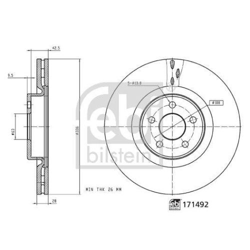 Bremsscheibe FEBI BILSTEIN 171492 f&uuml;r FORD, Vorderachse