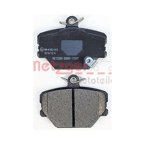 Bremsbelagsatz, Scheibenbremse METZGER 1170077 GREENPARTS f&uuml;r SMART, Vorderachse