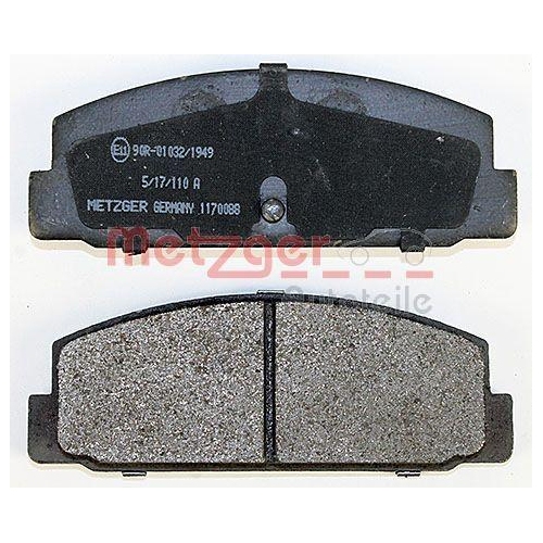 Bremsbelagsatz, Scheibenbremse METZGER 1170088 f&uuml;r MAZDA, Hinterachse