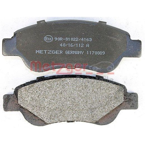 Bremsbelagsatz, Scheibenbremse METZGER 1170089 f&uuml;r CITRO&Euml;N PEUGEOT TOYOTA