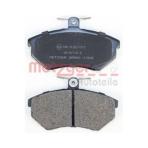 Bremsbelagsatz, Scheibenbremse METZGER 1170095 f&uuml;r SEAT VW, Vorderachse