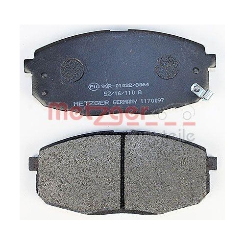 Bremsbelagsatz, Scheibenbremse METZGER 1170097 f&uuml;r HYUNDAI KIA, Vorderachse
