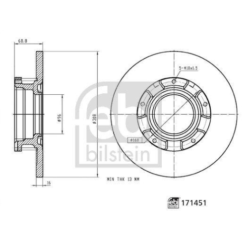 FEBI BILSTEIN 171451 2 St&uuml;ck Bremsscheiben f&uuml;r FORD FORD MOTOR COMPANY, Hinterachse