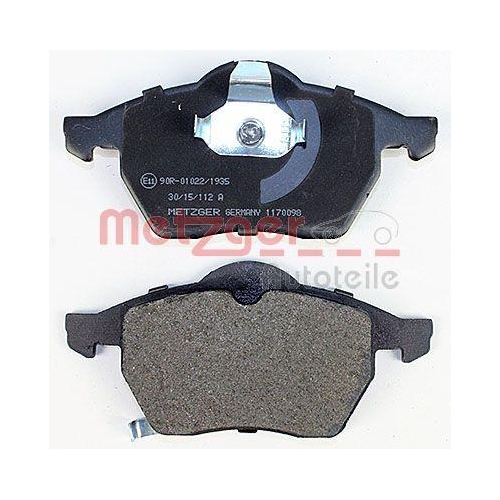 Bremsbelagsatz, Scheibenbremse METZGER 1170098 f&uuml;r OPEL SAAB, Vorderachse