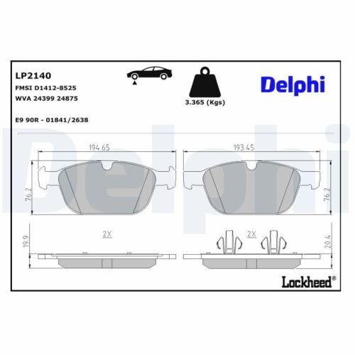 DELPHI LP2140 Bremsbelagsatz, Scheibenbremse f&uuml;r VOLVO, Vorderachse