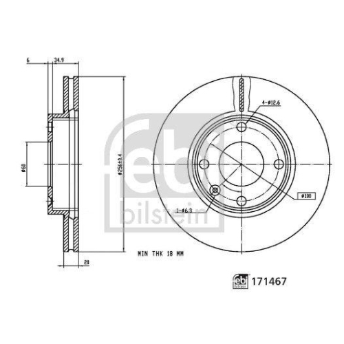 FEBI BILSTEIN 171467 2 St&uuml;ck Bremsscheiben f&uuml;r OPEL VAUXHALL, Vorderachse