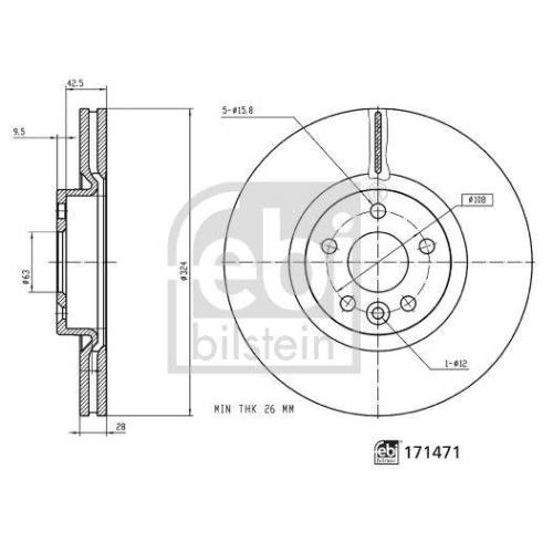 FEBI BILSTEIN 171471 2 St&uuml;ck Bremsscheiben f&uuml;r VOLVO, Vorderachse