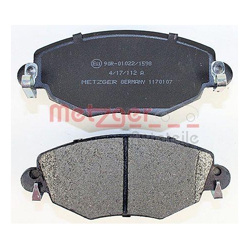 Bremsbelagsatz, Scheibenbremse METZGER 1170107 f&uuml;r FORD JAGUAR, Vorderachse