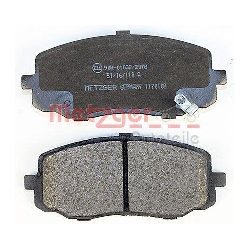 Bremsbelagsatz, Scheibenbremse METZGER 1170108 f&uuml;r KIA, Vorderachse