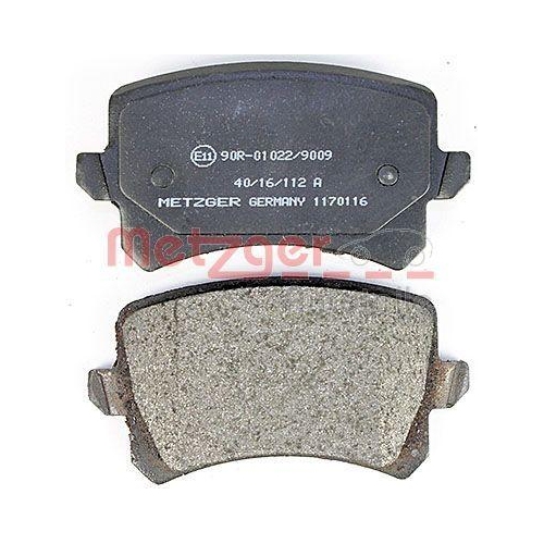Bremsbelagsatz, Scheibenbremse METZGER 1170116 f&uuml;r VW, Hinterachse, Vorderachse