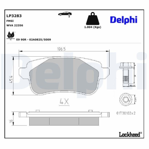 DELPHI LP3283 Bremsbelagsatz, Scheibenbremse f&uuml;r RENAULT, Hinterachse