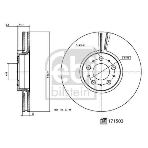 Bremsscheibe FEBI BILSTEIN 171503 f&uuml;r VOLVO, Vorderachse