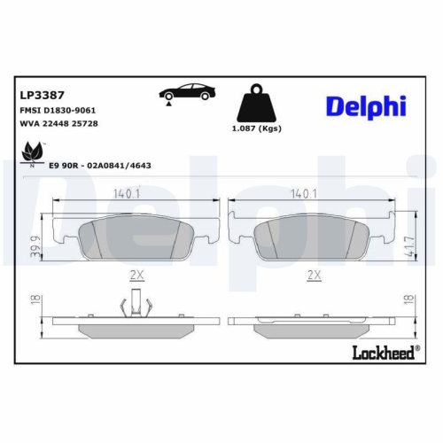 DELPHI LP3387 Bremsbelagsatz, Scheibenbremse f&uuml;r RENAULT DACIA, Vorderachse