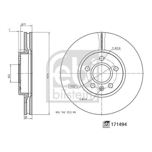 FEBI BILSTEIN 171494 2 St&uuml;ck Bremsscheiben f&uuml;r VOLVO, Vorderachse