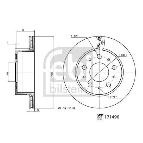 FEBI BILSTEIN 171496 2 St&uuml;ck Bremsscheiben f&uuml;r CITRO&Euml;N FIAT OPEL PEUGEOT VAUXHALL RAM