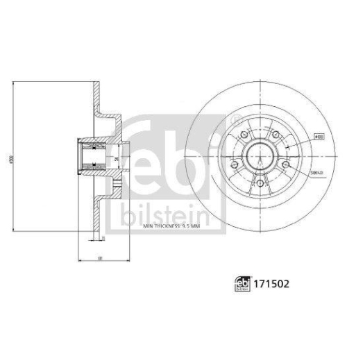 FEBI BILSTEIN 171502 2 St&uuml;ck Bremsscheiben f&uuml;r RENAULT DACIA, Hinterachse