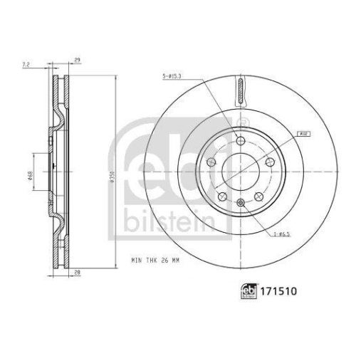 FEBI BILSTEIN 171510 2 St&uuml;ck Bremsscheiben f&uuml;r AUDI VW, Hinterachse