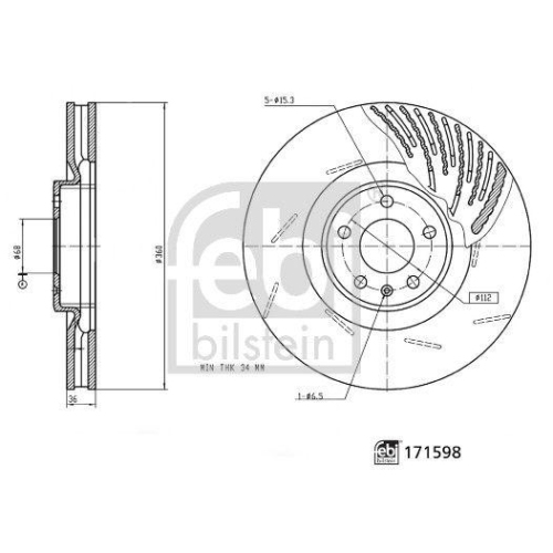 FEBI BILSTEIN 171598 2 St&uuml;ck Bremsscheiben f&uuml;r PORSCHE, Vorderachse rechts