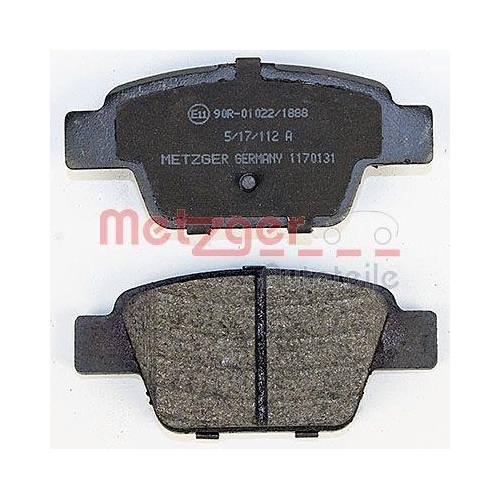 Bremsbelagsatz, Scheibenbremse METZGER 1170131 f&uuml;r FIAT, Hinterachse