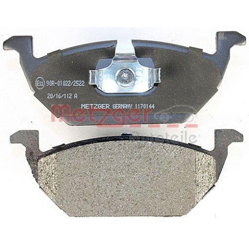 Bremsbelagsatz, Scheibenbremse METZGER 1170144 f&uuml;r VW VAG, Vorderachse